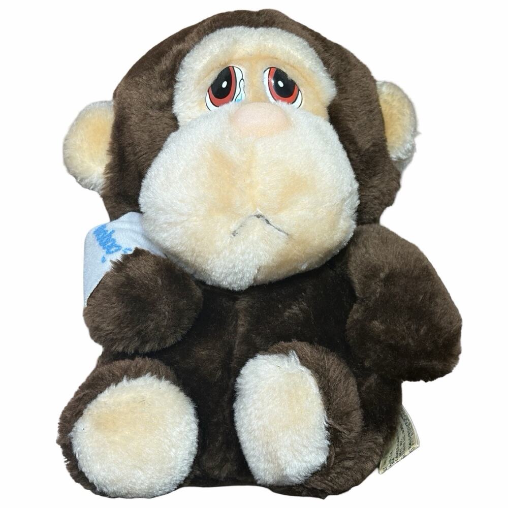 1987 Vintage Applause Sad Monkey Plush 8” Boo Boo Arm Sling Big Eyes
